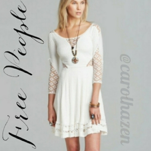 Free People To the Point Dress Snow Cut Out Lace White Seductive Bohemian Summer - Picture 4 of 16